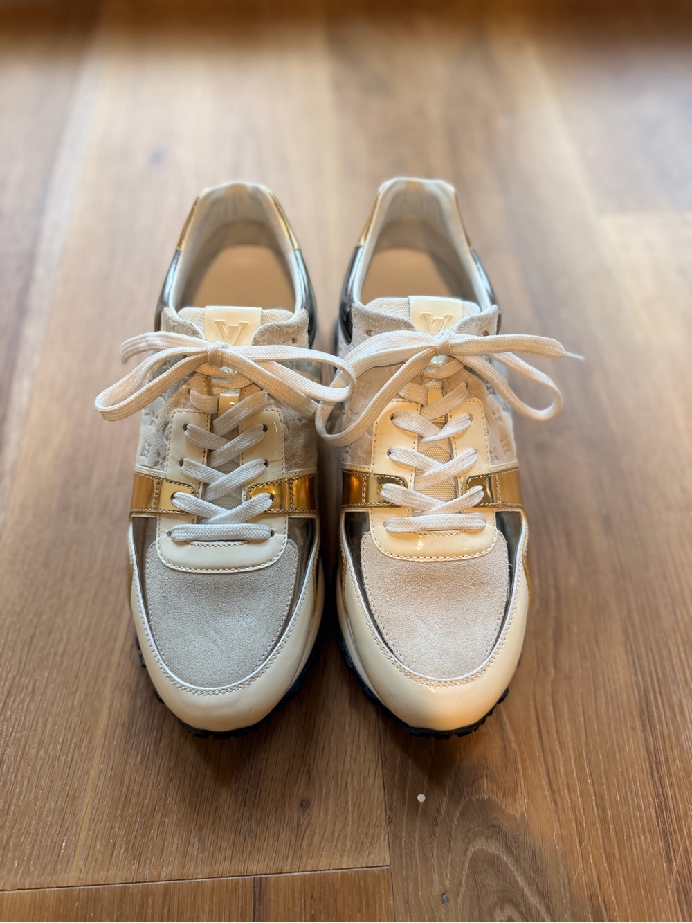 Louis Vuitton White and Gold Women’s Sneakers Authentic